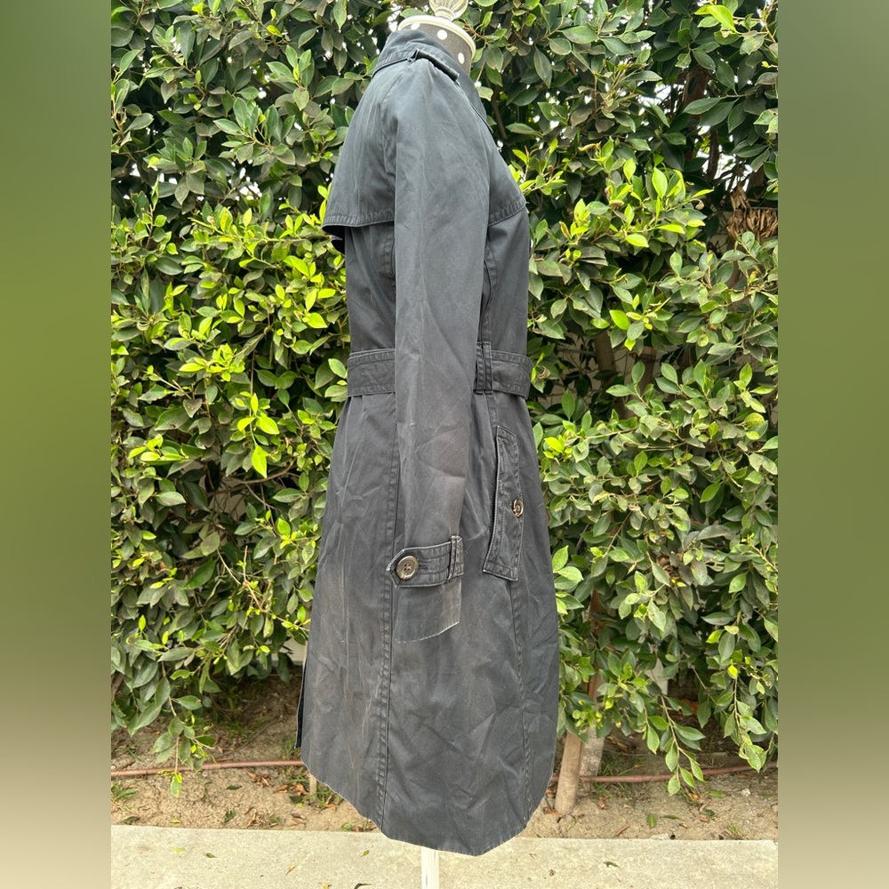 Banana Republic Classic Black Trench Coat Women Size Small - Picture 3 of 12